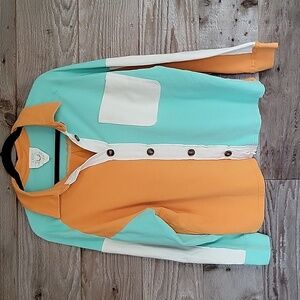 Fantastic Fawn Size Small Orange and Aqua Oversized Shacket